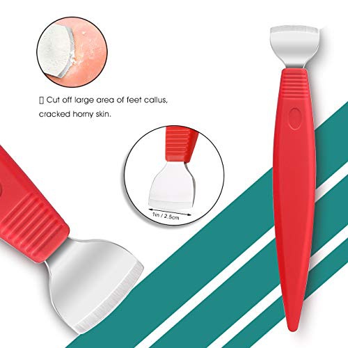  BEZOX Pedicure Knife Set - Callus Shaver Blade, Corn and Hard Thick Skin Remover Tool for Foot, Metal Nail File & Nail Lifter - Professional Pedicure Tools with Storage Box (Red)