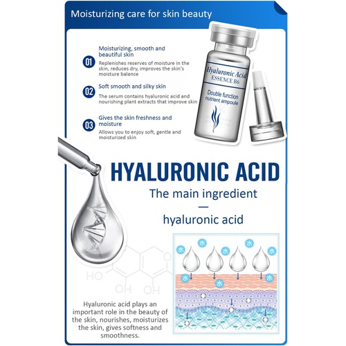  BIOAQUA Hyaluronic Acid Essence B6 Glycerol Tender Smooth Skin Serum Plant Extracts Nourishing Moisturizing 5ml10PCS/Box
