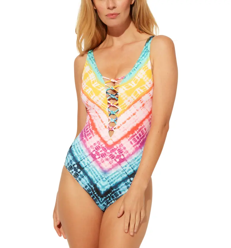 BLEU by Rod Beattie Good Vibrations Lattice Mio One-Piece Swimsuit_MULTI COLORED