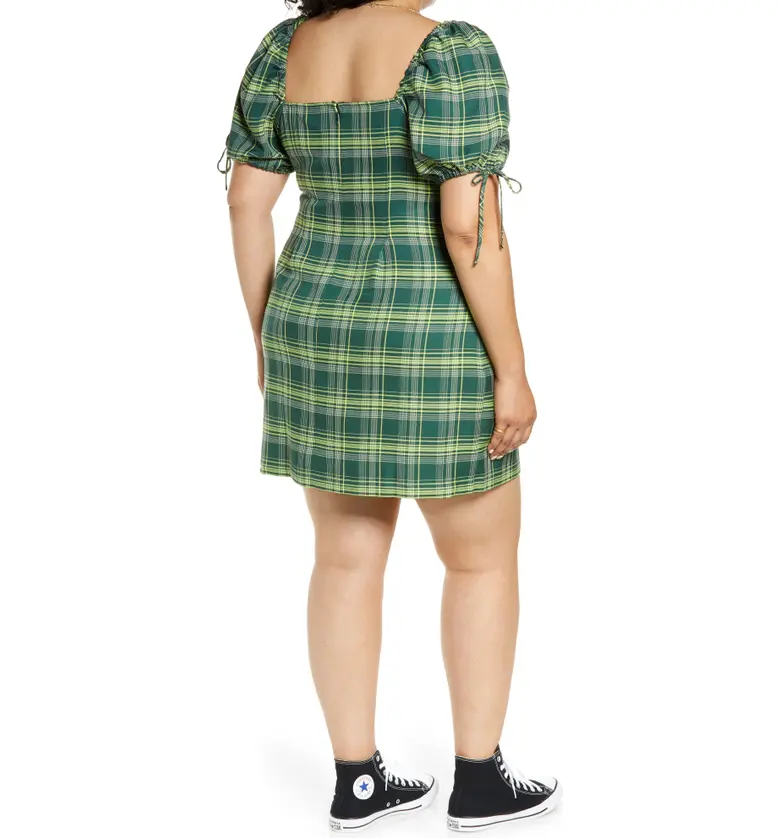  BP. Short Sleeve Plaid Minidress_GREEN VERONIKA PLAID