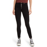 BP. Exposed Button High Waist Skinny Jeans_BLACK
