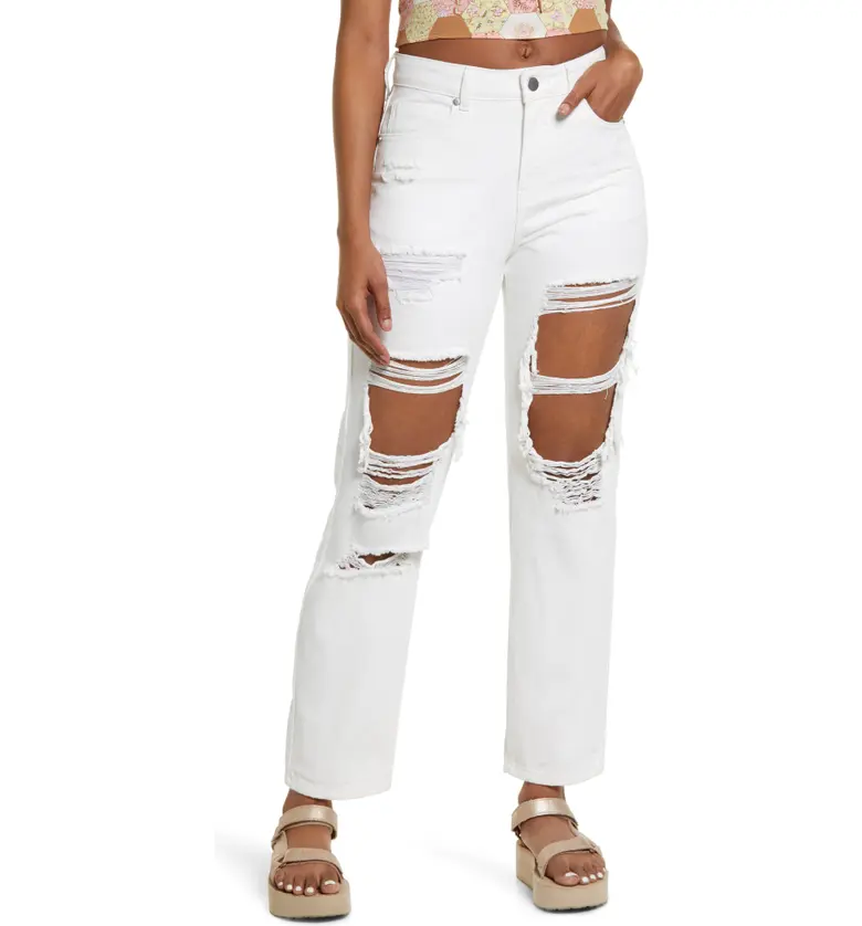 BP. High Waist Nonstretch Deconstructed Ripped Mom Jeans_WHITE WASH