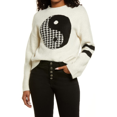  BP. Graphic Recycled Blend Sweater_IVORY- BLACK YING YANG