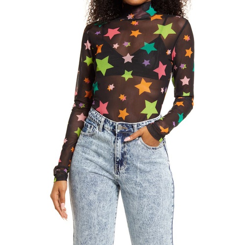  BP. Be Proud by BP. Gender Inclusive Print Mesh Turtleneck Top_BLACK MULTI SHOOTING STARS