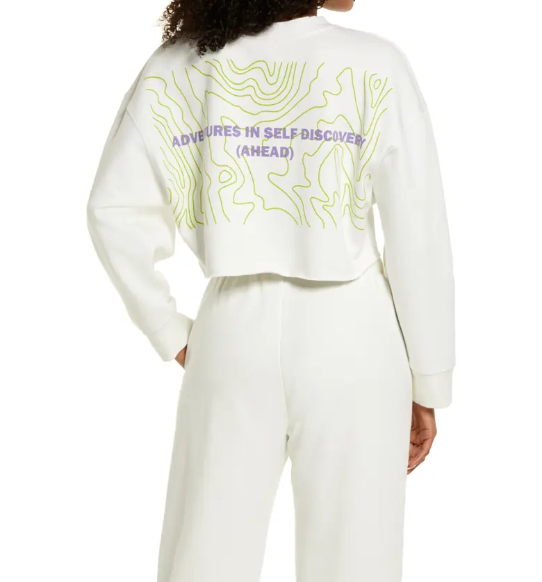  BP. Crop Organic Cotton Sweatshirt_IVORY- GREEN TOPO GRAPHIC