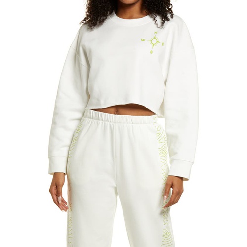  BP. Crop Organic Cotton Sweatshirt_IVORY- GREEN TOPO GRAPHIC