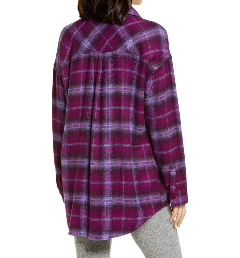  BP. Boyfriend Plaid Button-Up Shirt_PURPLE JESS PLAID