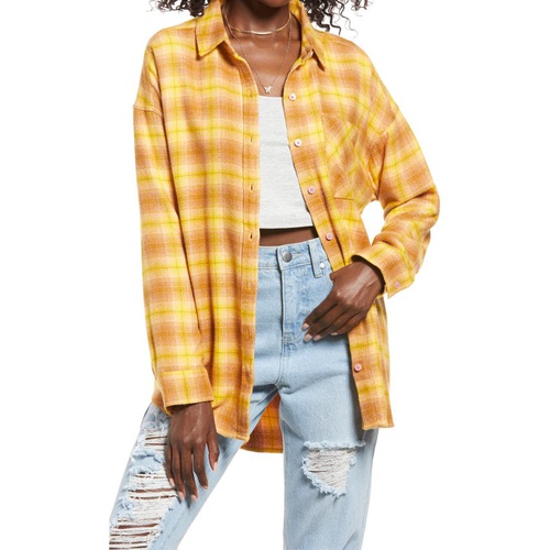  BP. Boyfriend Plaid Button-Up Shirt_YELLOW- TAN JORDY PLAID