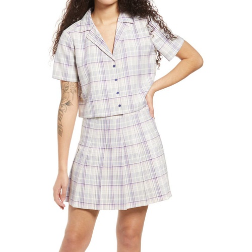  BP. Plaid Crop Camp Shirt_IVORY- PURPLE VERONIKA PLAID