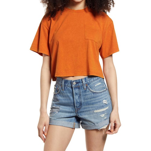  BP. Crop Washed Pocket T-Shirt_RUST AMBER