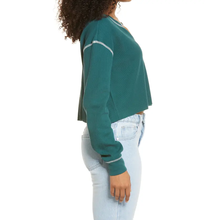  BP. Split Neck Thermal Crop Top_GREEN MOSS