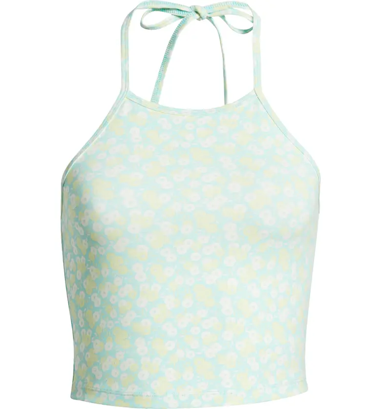  BP. Halter Crop Top_TEAL- IVORY ALLISON FLORAL