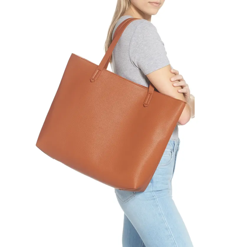  BP. Faux Leather Classic Tote_BROWN COGNAC