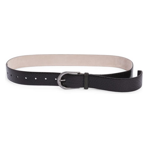  Brunello Cucinelli Monili Detail Leather Belt_BLACK