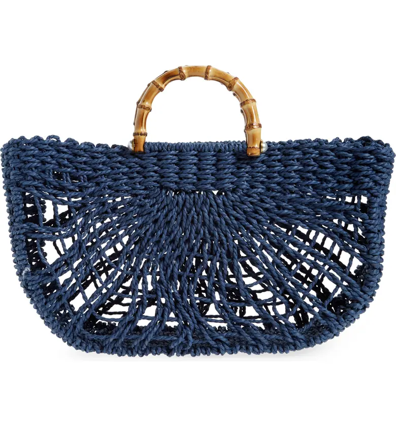  btb Los Angeles Straw Tote_NAVY