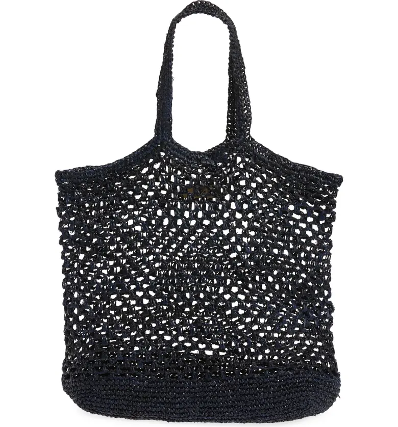 btb Los Angeles Jayden Raffia Market Tote_NAVY