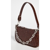 BY FAR Mini Rachel Nutella Croco Embossed Bag