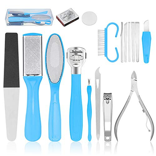  Pedicure Kit, Baban 17 in 1 Foot File Foot Scrubber Callus Remover Set with Nail Clippers, Professional Stainless Steel Home Pedicure Tools for Women, Exfoliating Prevent, Dead Ski