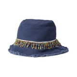 Badgley Mischka Woven Bucket Hat with Beaded Trim