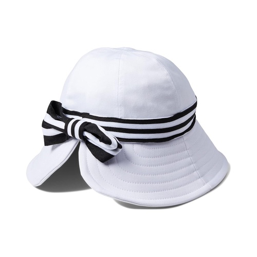  Badgley Mischka Canvas Bucket Hat with Striped Ribbon and Bow