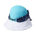 Badgley Mischka Woven Brim Straw Crown Bucket Hat