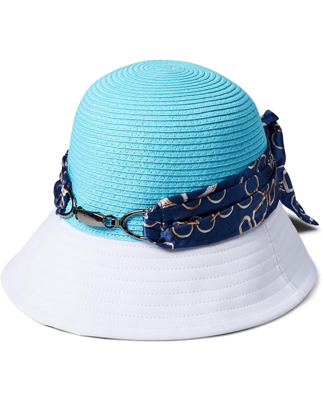 Badgley Mischka Woven Brim Straw Crown Bucket Hat