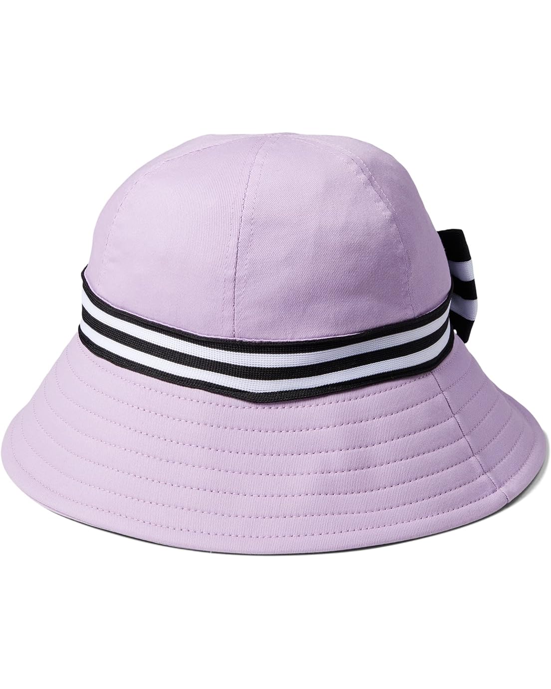 Badgley Mischka Canvas Bucket Hat with Striped Ribbon and Bow