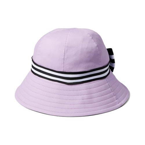  Badgley Mischka Canvas Bucket Hat with Striped Ribbon and Bow