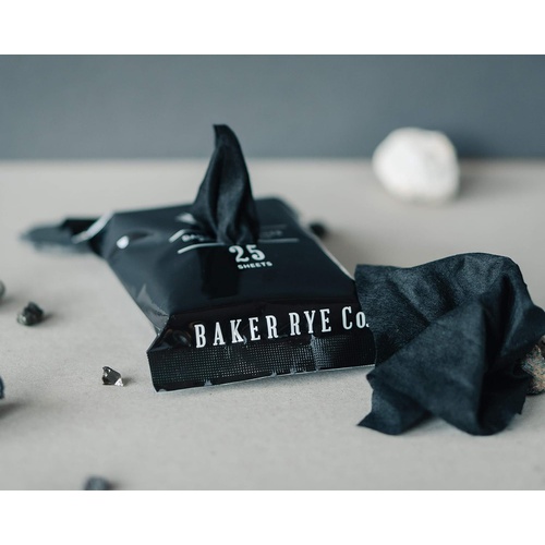  Baker Rye Co. Luxury Charcoal Facial Cleansing Wipes for Men: with Hyaluronic Acid; Moisturizer and Hydrating; Acne Assist; All-in-One Mens Skincare