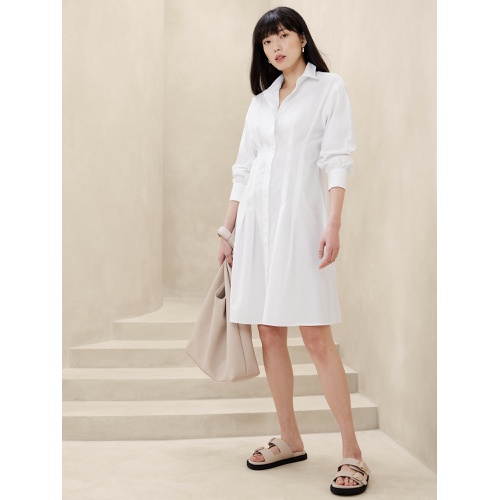 바나나리퍼블릭 Pleated Knee-Length Shirtdress