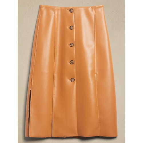바나나리퍼블릭 Seamed Vegan Leather Midi Skirt