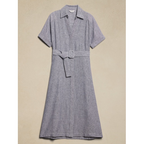 바나나리퍼블릭 Linen-Blend Midi Shirtdress