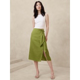 Satin Crepe Sarong Midi Skirt