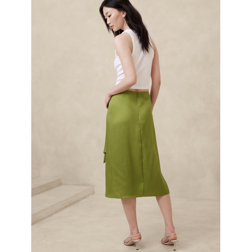바나나리퍼블릭 Satin Crepe Sarong Midi Skirt