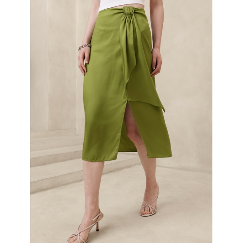 바나나리퍼블릭 Satin Crepe Sarong Midi Skirt