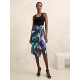 Satin Crepe Sarong Midi Skirt