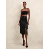 Satin Crepe Sarong Midi Skirt