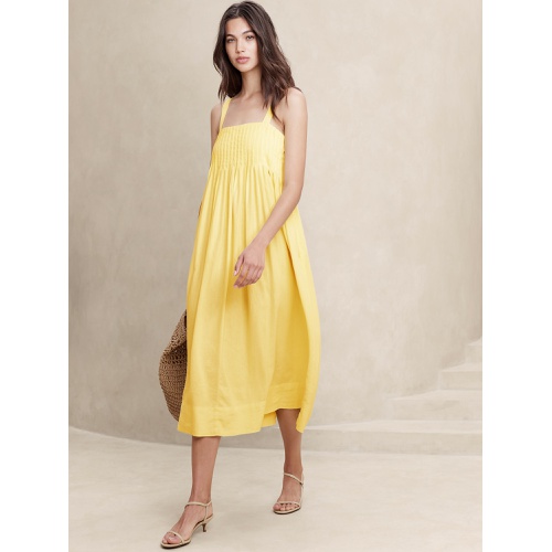 바나나리퍼블릭 Linen-Blend Drapey Midi Dress