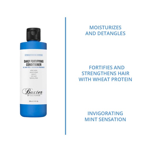  Baxter of California Daily Fortifying Conditioner for Men | All Hair Types | Moisturizes and Detangles | Fresh Mint Scent | Fathers Day Gift Guide