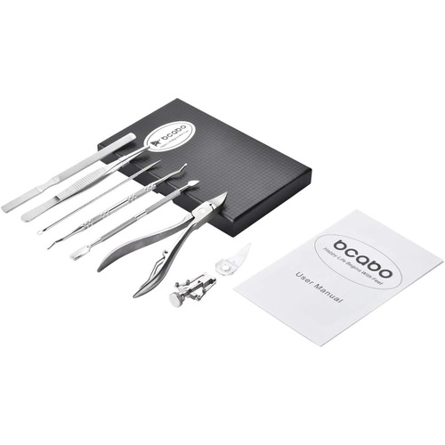  Bcabo Upgraded 8Pcs/set Ingrown Toenail Tools Kit, Premium Nail Treatment Foot Tool, Ingrown Toenail Removal Correction Clippers, Surgery Grade Ingrown Toe Nail File Lifter, Profes