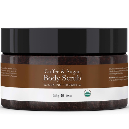  Beauty by Earth Organic Coffee Body Scrub - Sugar Scrub Hydrating Exfoliating Body Scrubs for Women & Men, Body Exfoliator and Polish for Shower and Bath
