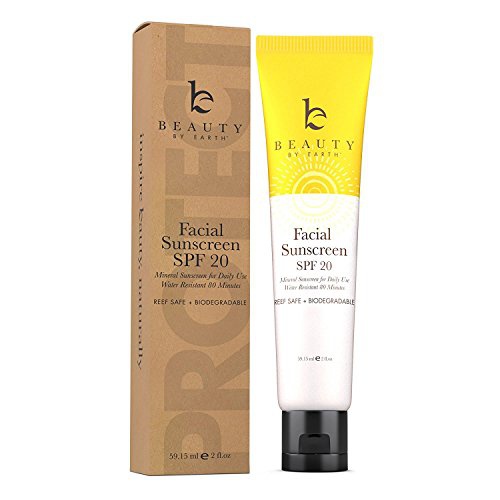  Beauty by Earth Face Sunscreen SPF 20 - Mineral Sunscreen Face, Reef Friendly Sunscreen With Natural & Organic Ingredients, Biodegradable Sunscreen, Zinc Oxide Sunscreen for Daily Use, Facial Suns