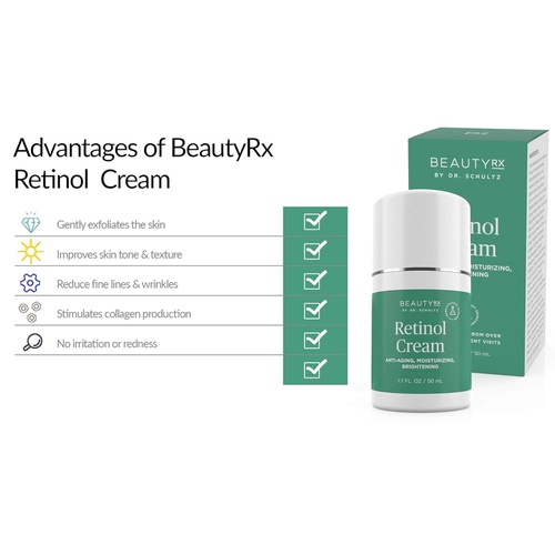  BeautyRx by Dr. Schultz Retinol Cream Moisturizer 2.5% for Face & Eyes for Wrinkle, Fine Lines & Dark Spots w/ Hyaluronic Acid & Vitamin A. Best Night & Day Anti-Aging Treatment fo