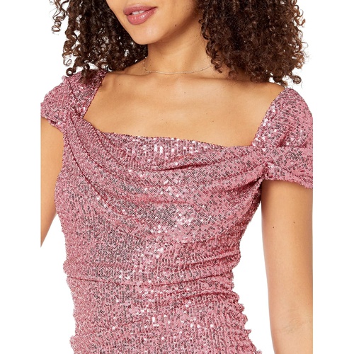  Bebe Sequin Drapery Ruched Dress