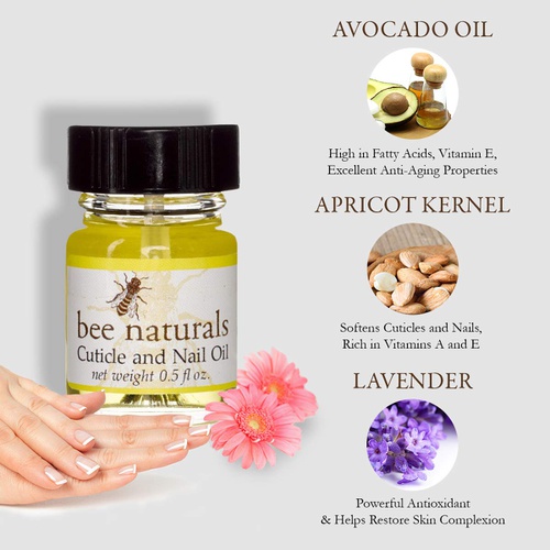  Bee Naturals Bee Natural Best Cuticle Oil - Nail Oil Helps All Cracked Nails and Rigid Cuticles - Perfect Vitamin E Enriched Treatment for Moisture, Softness & Health - Tea Tree Essential Oils