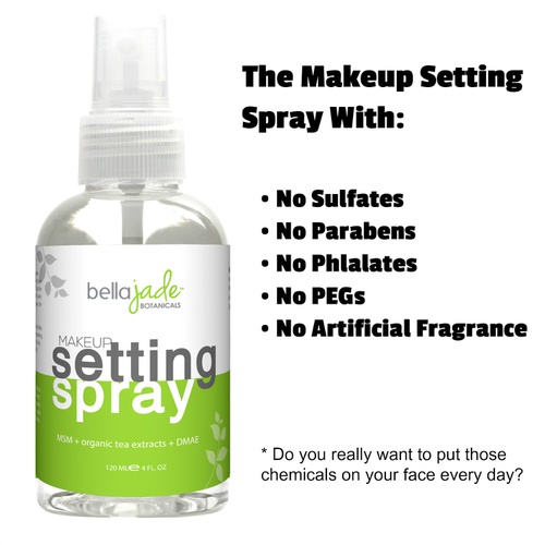  Bella Jade Makeup Setting Spray with Organic Green Tea, MSM and DMAE - A Must for Your Natural Anti Aging Skincare Routine - large 4 ounce bottle (1-Pack)