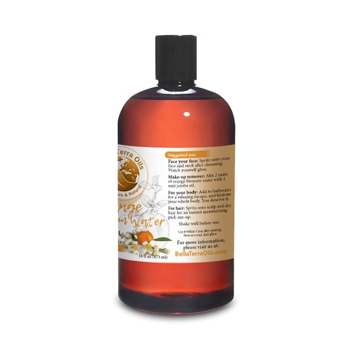  Bella Terra Oils NEW Orange Blossom Water. 16oz. Neroli Hydrosol. Facial Toner Revitalizer. Organic. 100% Pure. Alcohol-free. Steam-distilled. Moisturizing Body Mist. Natural Body Spray Refill. For
