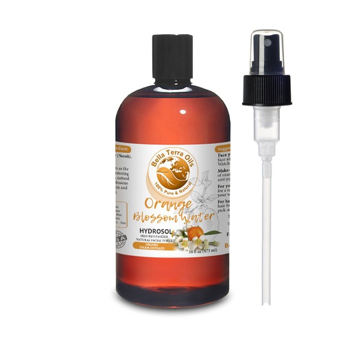  Bella Terra Oils NEW Orange Blossom Water. 16oz. Neroli Hydrosol. Facial Toner Revitalizer. Organic. 100% Pure. Alcohol-free. Steam-distilled. Moisturizing Body Mist. Natural Body Spray Refill. For