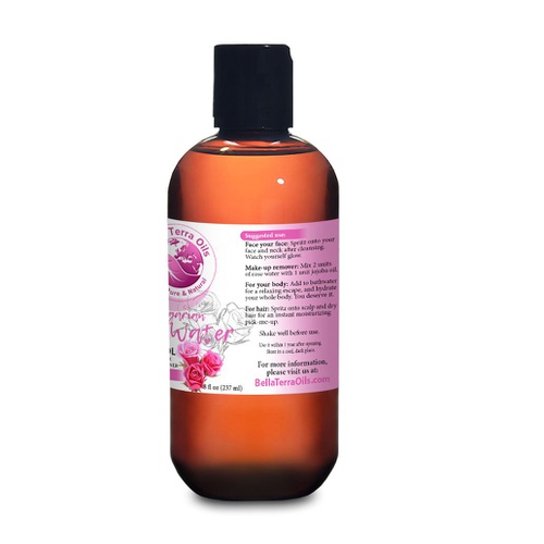  Bella Terra Oils NEW Rose Water Bulgarian. 8oz. Hydrosol. Facial Toner Revitalizer. Organic. 100% Pure. Alcohol-free. Steam-distilled from Rose Petals. Moisturizing Body Mist. Natural Body Spray. F