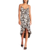 Betsey Johnson Snow Leopard Printed Charmeuse High-Low Dress